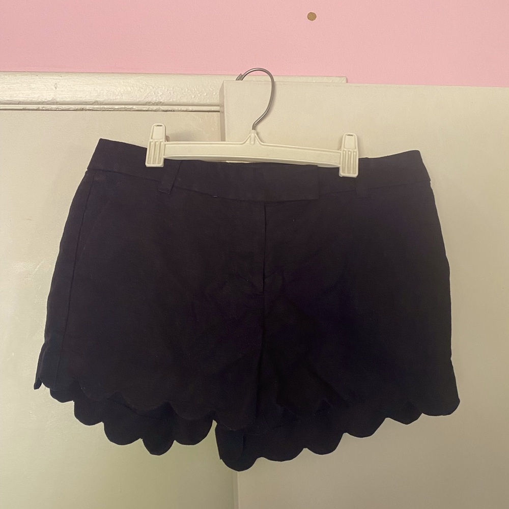 J. Crew black linen scalloped shorts sz 6